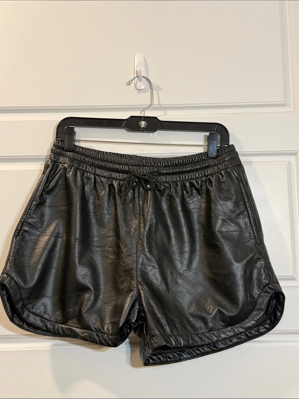 NWT Miss Sparkling Soft Pleather Shorts Black Sz Large